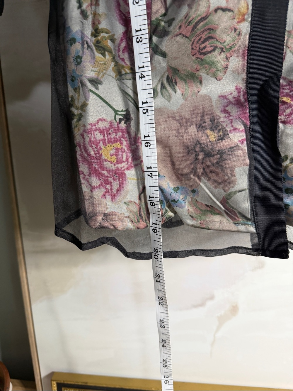 NWT Anthropologie Maeve Sheer Black Organza Blouse with Floral Lining - Picture 5 of 8